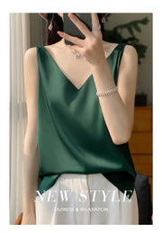 Silk Satin Women Double Shoulder Camisole Tank