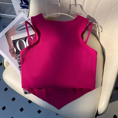 Casual Crop Tops Women Knit Irregular Tops Hollow