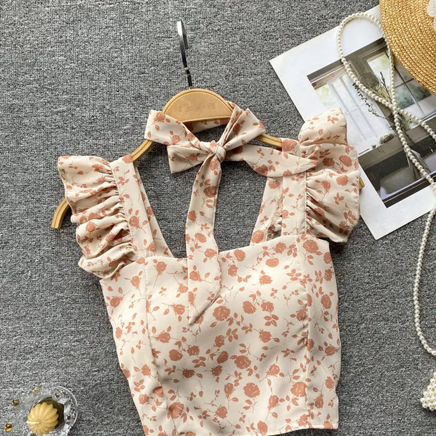 Crop Tops Camis Women Ruffles Sexy