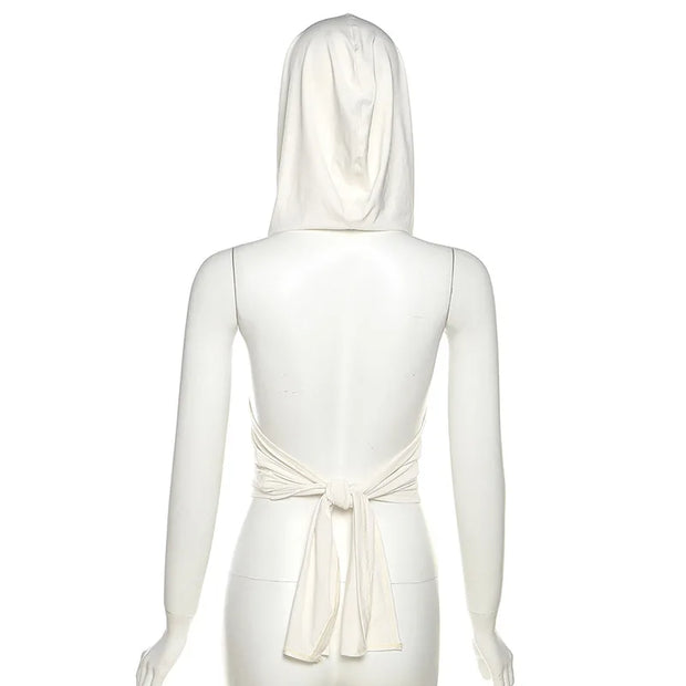 Hooded Crop Top Women Edgy Clothes Y2k