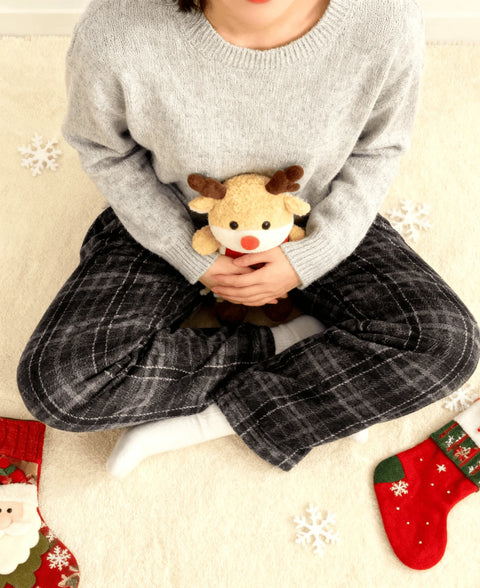 Women Plaid Flannel Pants Winter Warm Soft