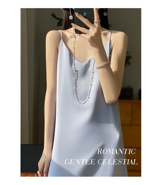 Sexy Comfortable Silk Slip One-Piece Dress RW-D13