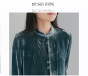 Silk Velvet Shirt Ladies, Long Sleeve