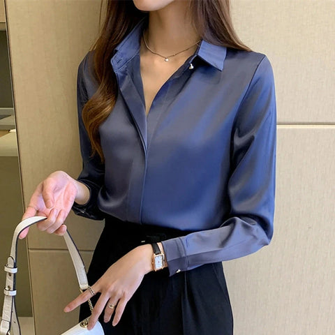 Silk Women's Shirt Long Sleeve Fashion Woman