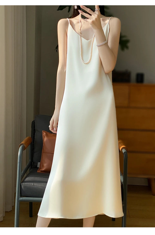 Sexy Comfortable Silk Slip One-Piece Dress RW-D13