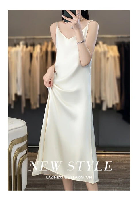 Sexy Comfortable Silk Slip One-Piece Dress RW-D13