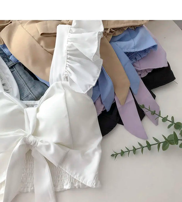 Crop Tops Camis Women Ruffles Sexy