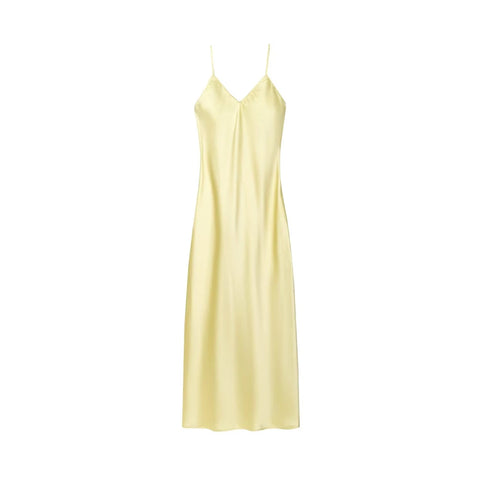 Women's Satin Midi Dress, V Neck, Thin Straps, Backless