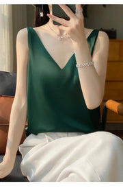 Silk Satin Women Double Shoulder Camisole Tank