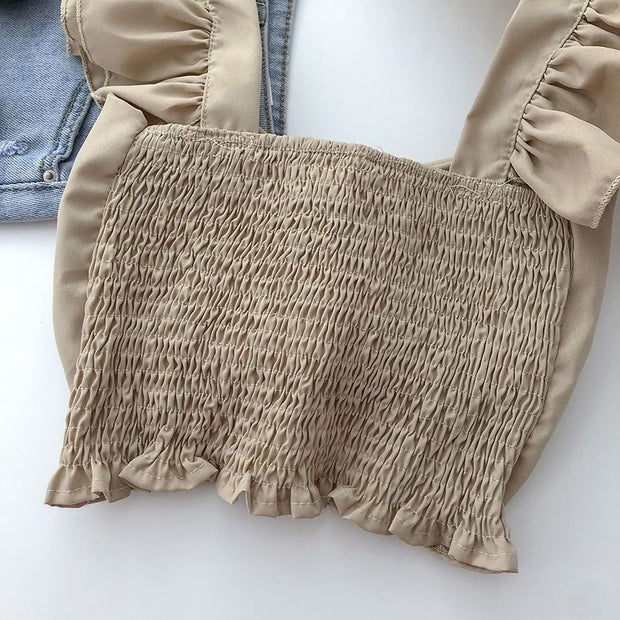 Crop Tops Camis Women Ruffles Sexy