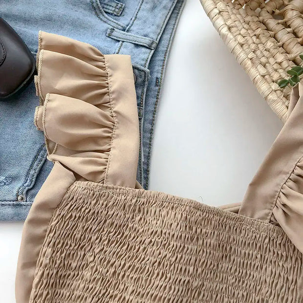 Crop Tops Camis Women Ruffles Sexy