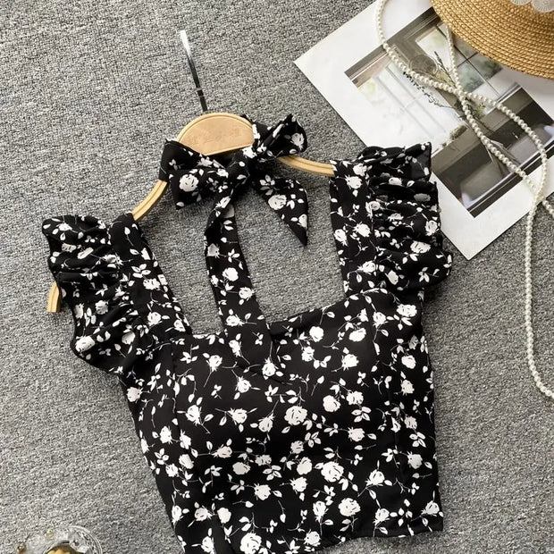 Crop Tops Camis Women Ruffles Sexy