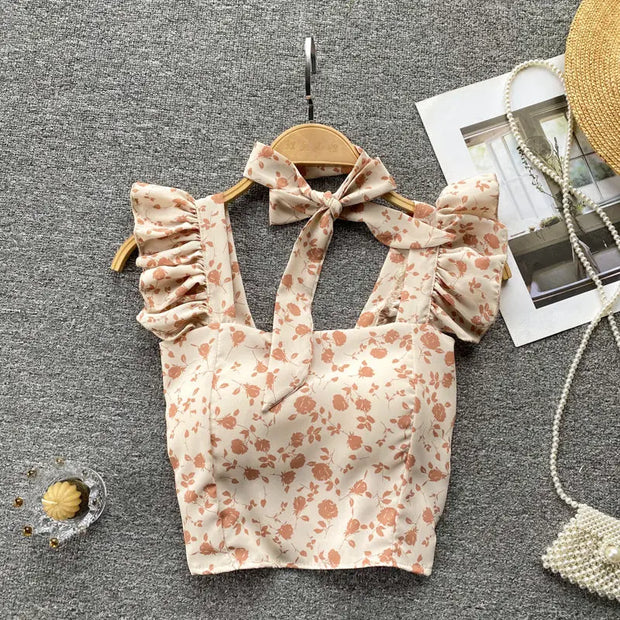 Crop Tops Camis Women Ruffles Sexy