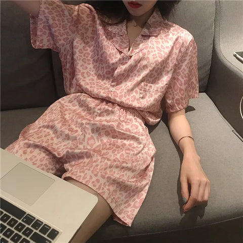 Women's Sleepwear Loungewear Set Short-Sleeved Shorts