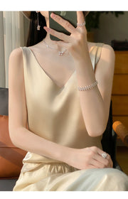 Silk Satin Women Double Shoulder Camisole Tank
