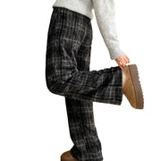 Women Plaid Flannel Pants Winter Warm Soft