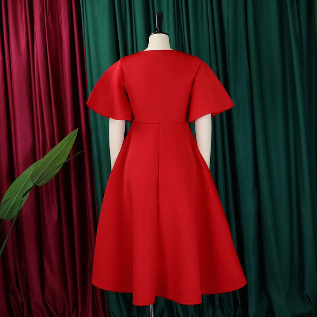 Elegant Party Dresses for Women V Neck Ruffles