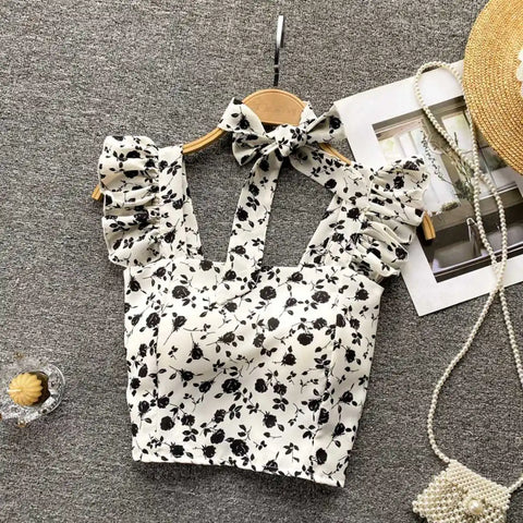 Crop Tops Camis Women Ruffles Sexy