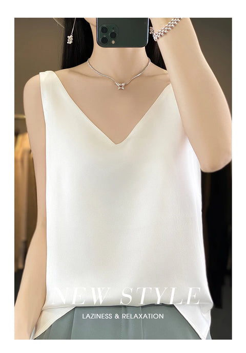 Silk Satin Women Double Shoulder Camisole Tank