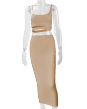 Women Dress Elegant Long Dresses Party Night Dress Women Dresses Woman Female Clothing Sexy Pleated Hollowout Two-piece Dress