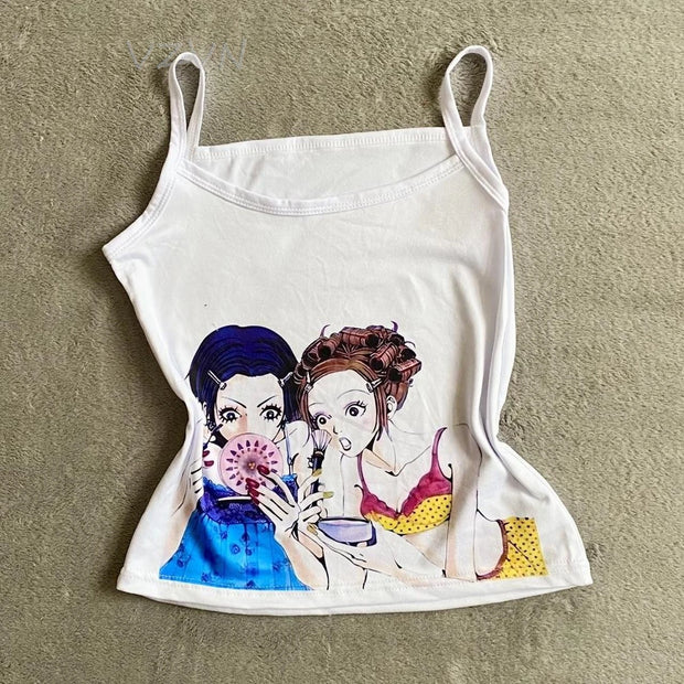 Vintage Crop Tops With Suspenders Harajuku