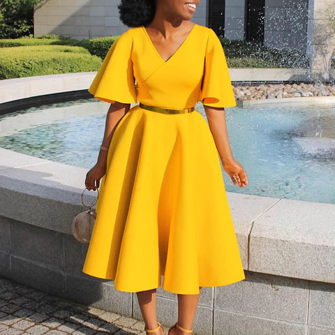 Elegant Party Dresses for Women V Neck Ruffles