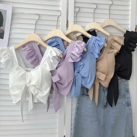 Crop Tops Camis Women Ruffles Sexy