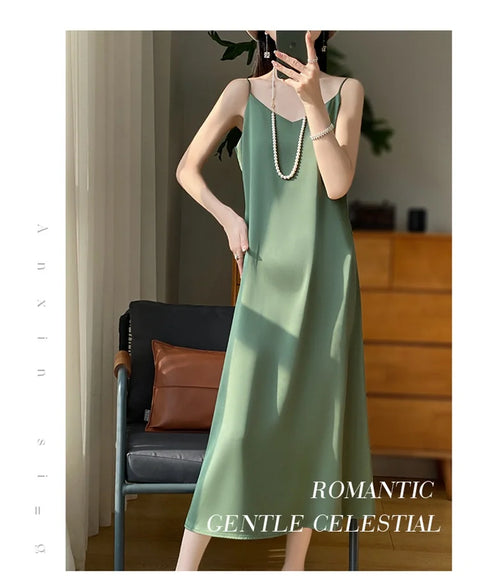 Sexy Comfortable Silk Slip One-Piece Dress RW-D13