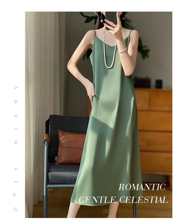 Sexy Comfortable Silk Slip One-Piece Dress RW-D13