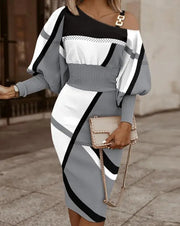 Dresses for Women 2022 Summer Autumn Fashion Casual V Neck Long Sleeve Hollow Out Waist Pack Hip Dress