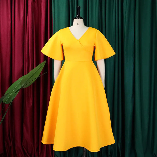 Elegant Party Dresses for Women V Neck Ruffles