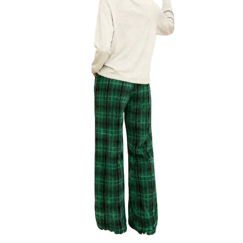Women Plaid Flannel Pants Winter Warm Soft