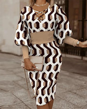 Dresses for Women 2022 Summer Autumn Fashion Casual V Neck Long Sleeve Hollow Out Waist Pack Hip Dress