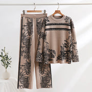 Elegant Loungewear 2 Piece Knit Pants Set Ink