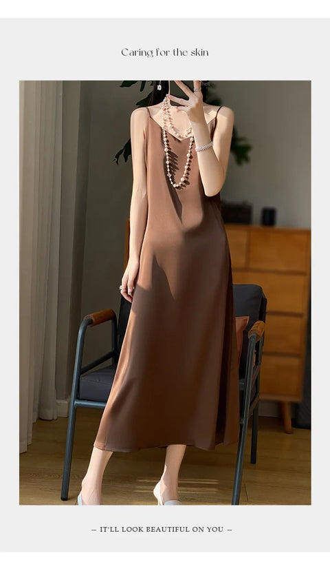 Sexy Comfortable Silk Slip One-Piece Dress RW-D13