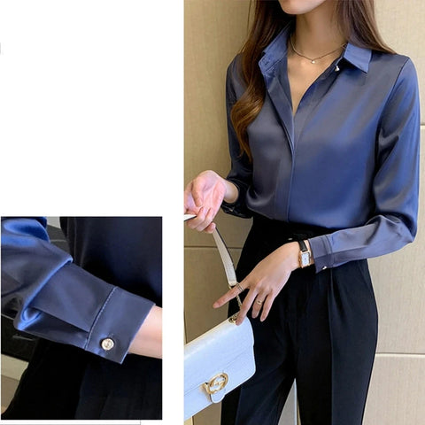 Silk Women's Shirt Long Sleeve Fashion Woman