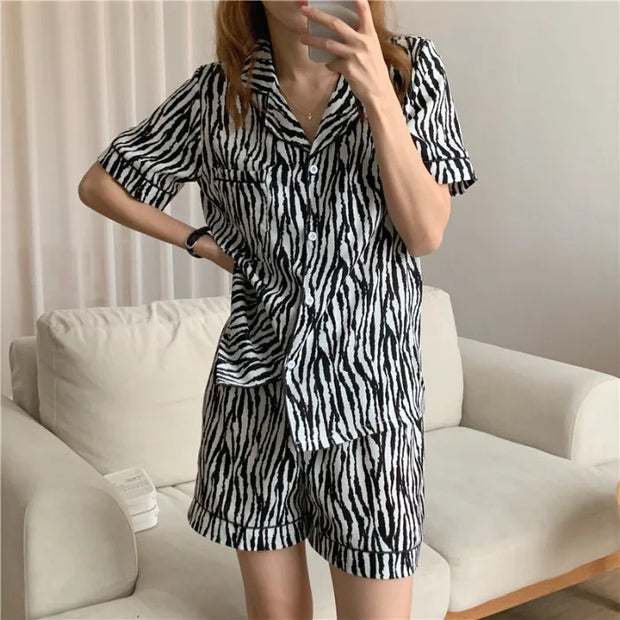 Women's Sleepwear Loungewear Set Short-Sleeved Shorts