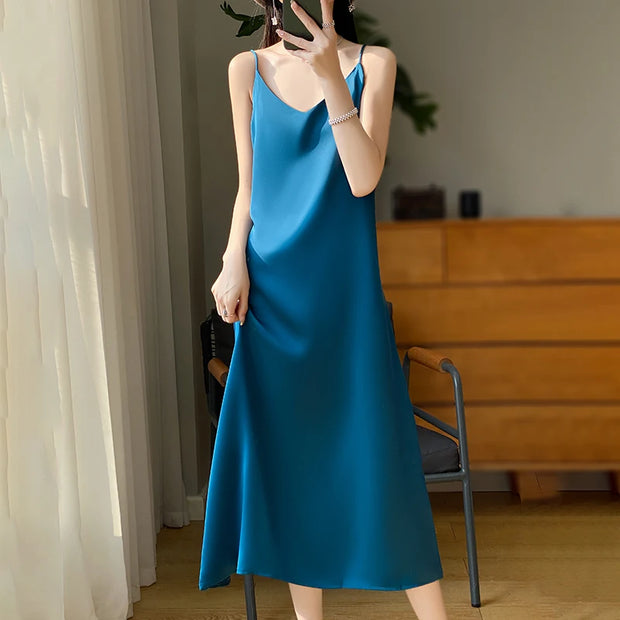 Sexy Comfortable Silk Slip One-Piece Dress RW-D13