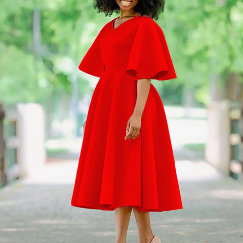 Elegant Party Dresses for Women V Neck Ruffles