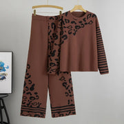 Elegant Women Knitted Suit Lounge Wear Knit Pants