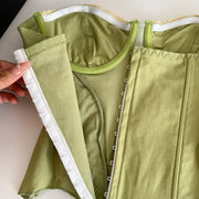 Women Summer Tube Top Corset Bustier Ruffle Hem