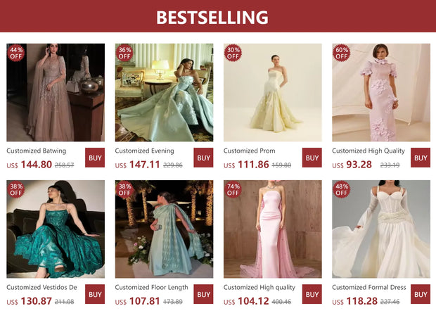 Customized Evening Dresses Women Elegant Vestido