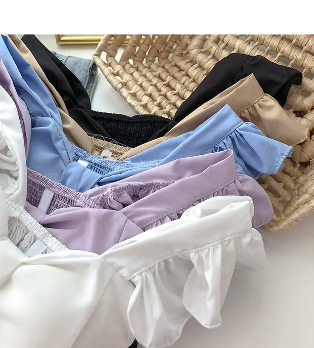 Crop Tops Camis Women Ruffles Sexy