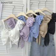 Crop Tops Camis Women Ruffles Sexy