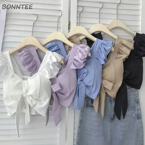 Crop Tops Camis Women Ruffles Sexy