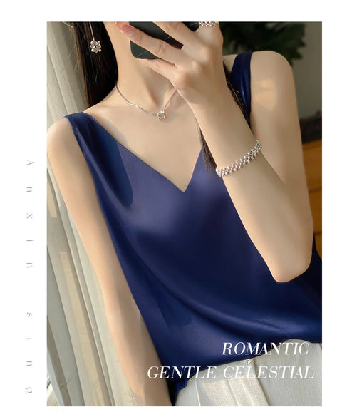 Silk Satin Women Double Shoulder Camisole Tank