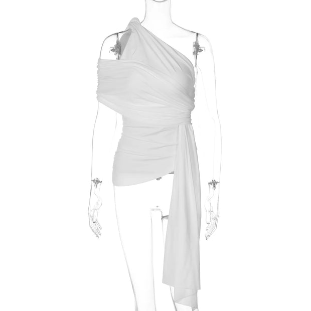 Trendy Cropped Top With Asymmetric Ribbon Detail