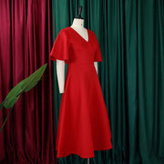 Elegant Party Dresses for Women V Neck Ruffles