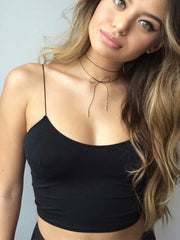 Sexy Tank Top Black Halter Crop Tops Women Summer