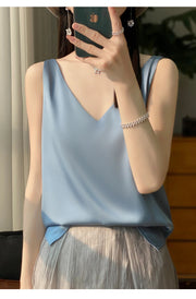 Silk Satin Women Double Shoulder Camisole Tank
